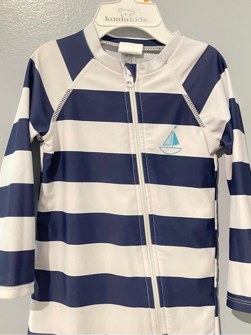 Shein | Toddler Boy | Size 2-3T | Navy + White Striped Baby Rash Guard One-Piece